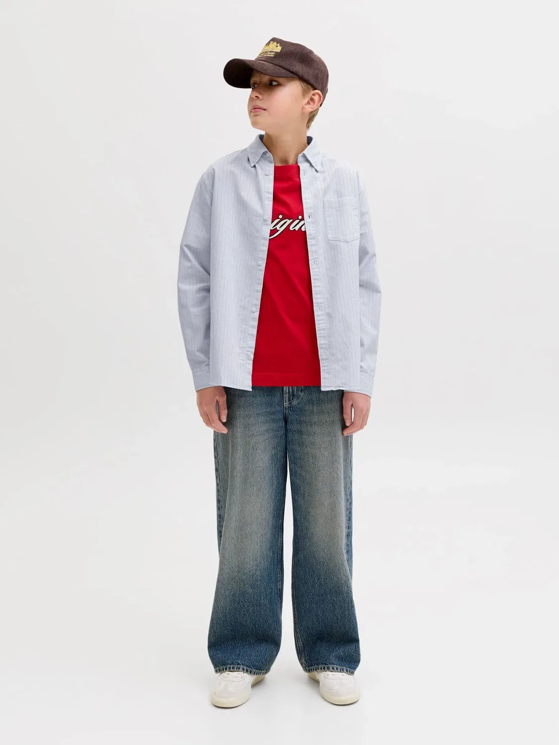 Оксфордская рубашка, свободный крой, JACK & JONES Junior, кашемирово-синий — фото 4