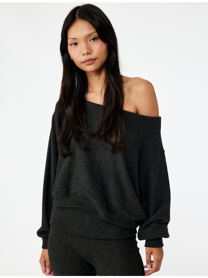 

KOTON Футболка с длинными рукавами, антрацитового цвета