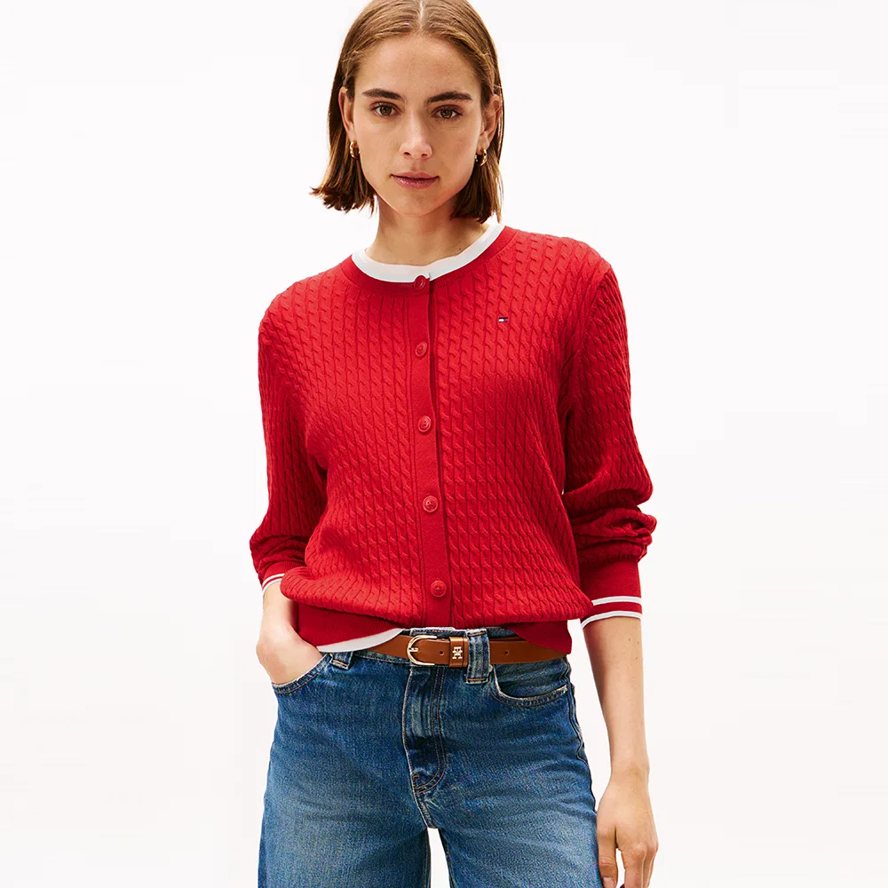 Женский красный кардиган с мини-косами от Tommy Hilfiger Women