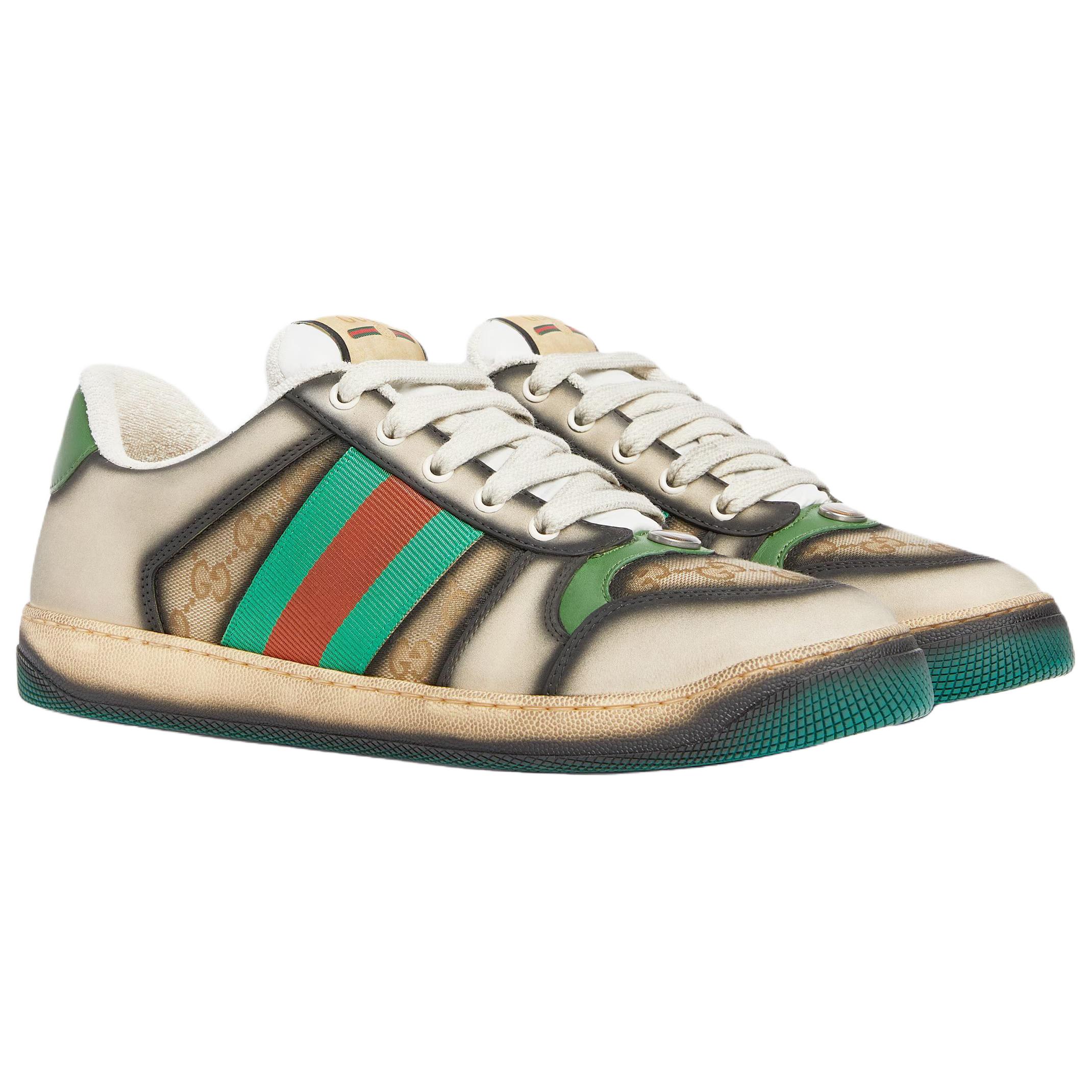 Gucci Кеды для скейтбординга Screener Canvas Low top, высота подошвы 1 см, мужские, бежевые — фото 4