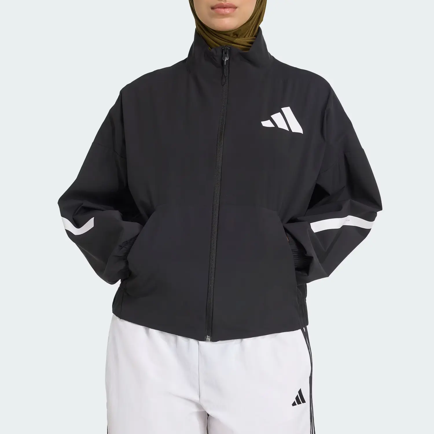 Adidas Куртка женская толстовка с капюшоном, Black/White — фото 2