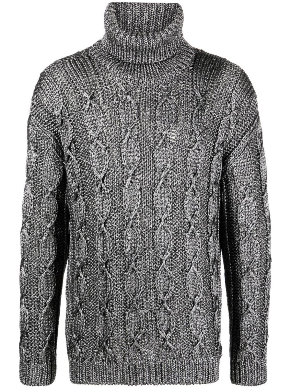 

Saint Laurent джемпер фактурной вязки с высоким воротником, серый