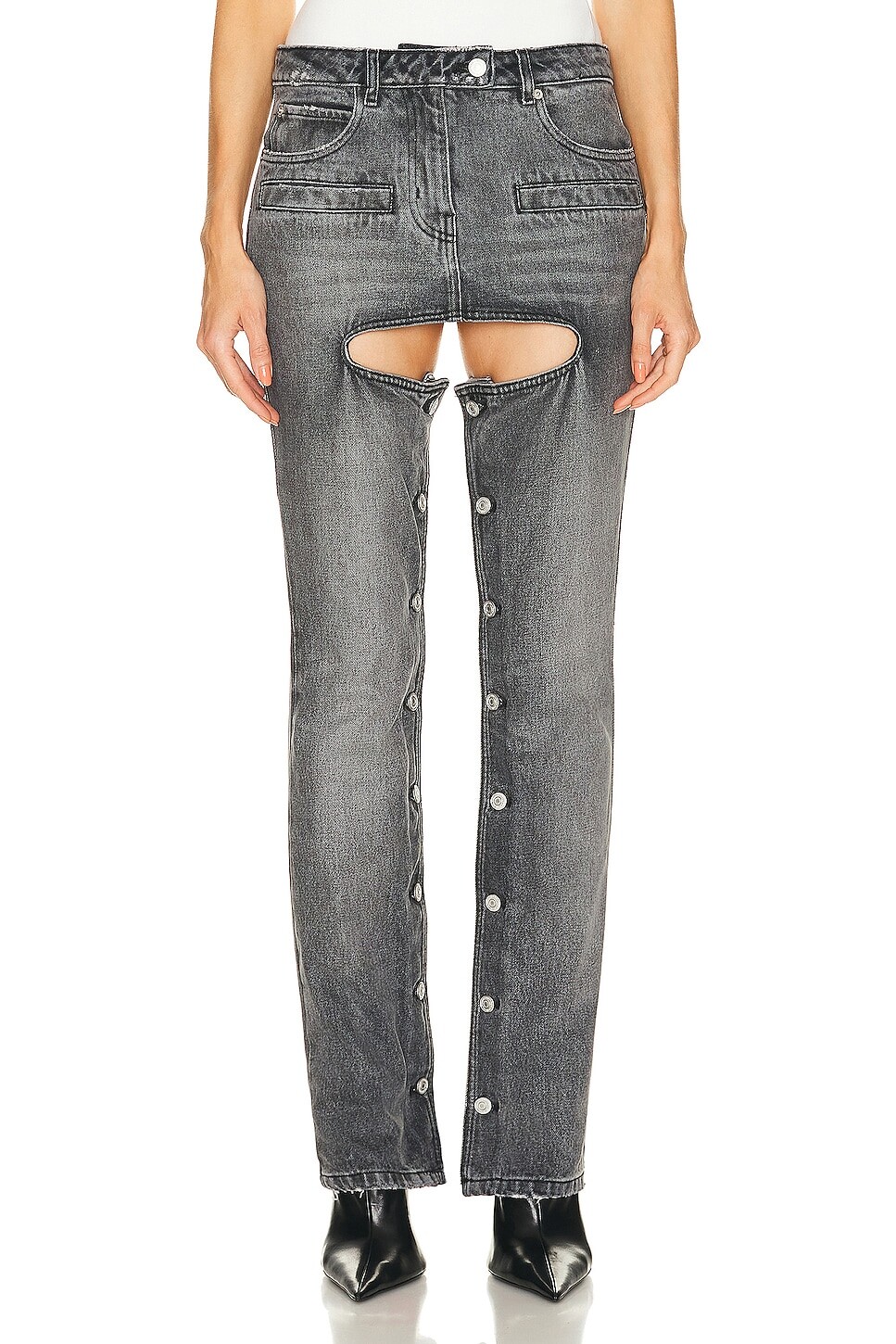 

Брюки Courreges Chaps Black Denim, цвет Stonewashed Grey