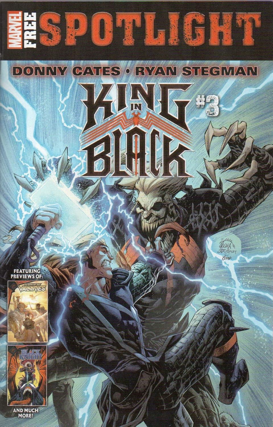 

King in Black Previews Sampler, no. 1 (February 2021) (Marvel Free Spotlight) (previews of: King in Black #2, Gwenom vs. Carnage #1, Return of the Valkyries #1, etc.) (Marvel)