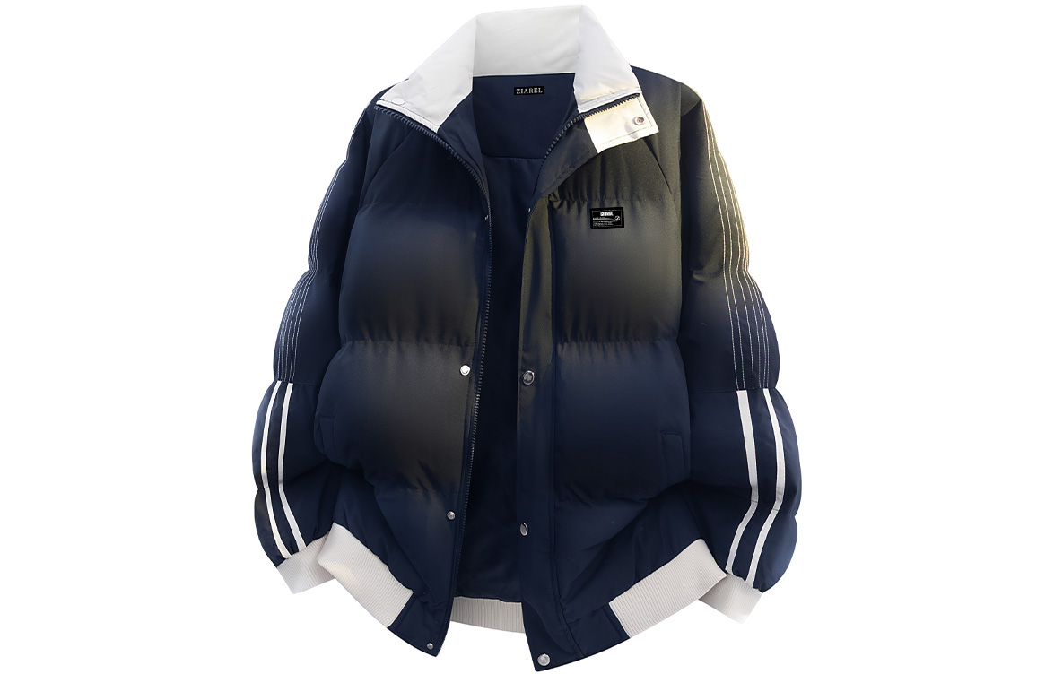 

Пуховик Unisex Stand Collar утепленный стеганый ZIAREL, темно-синий[removable logo]