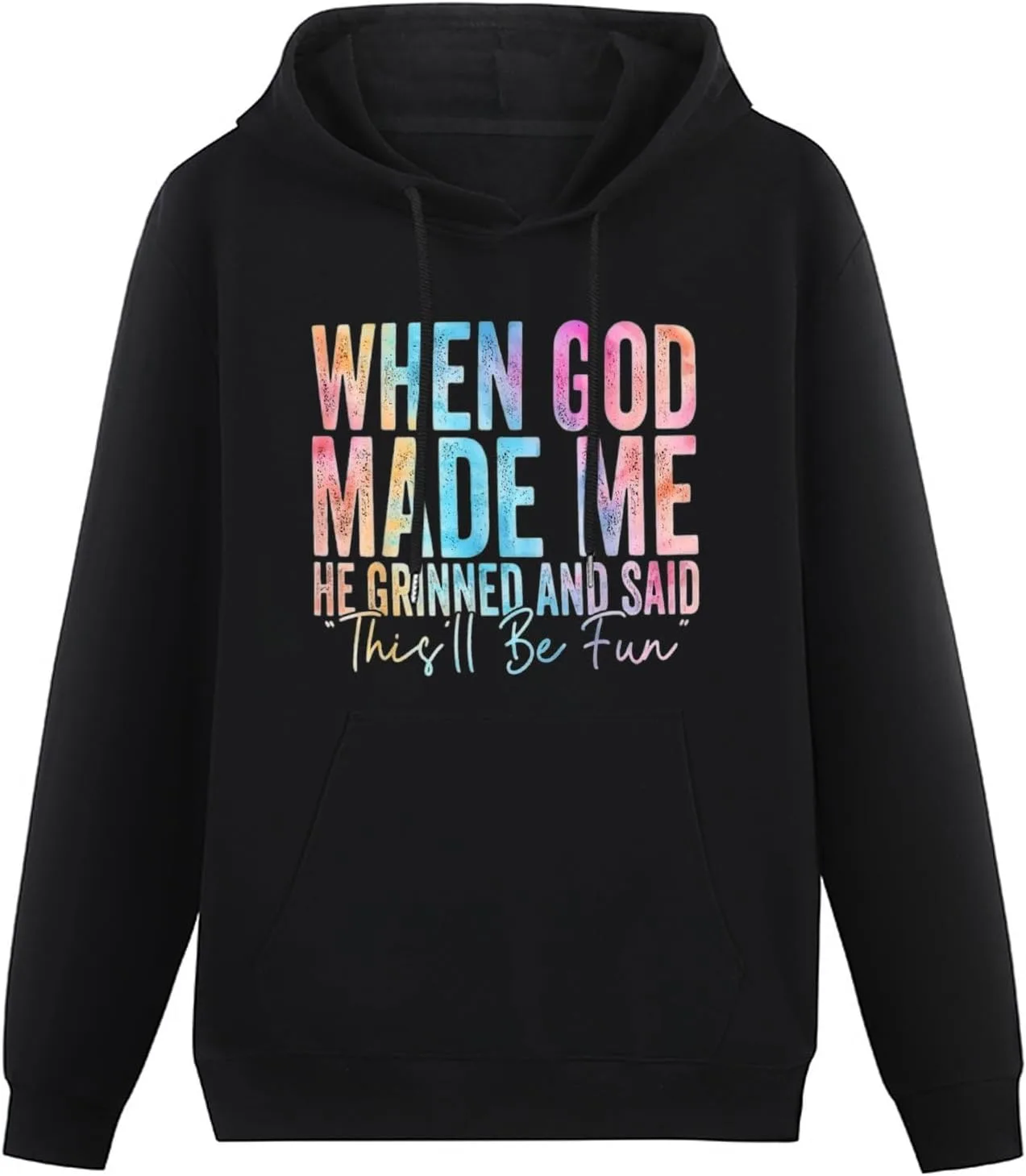 Толстовка When God Made Me с капюшоном, мягкая, классическая, с длинным рукавом и карманом — фото 4