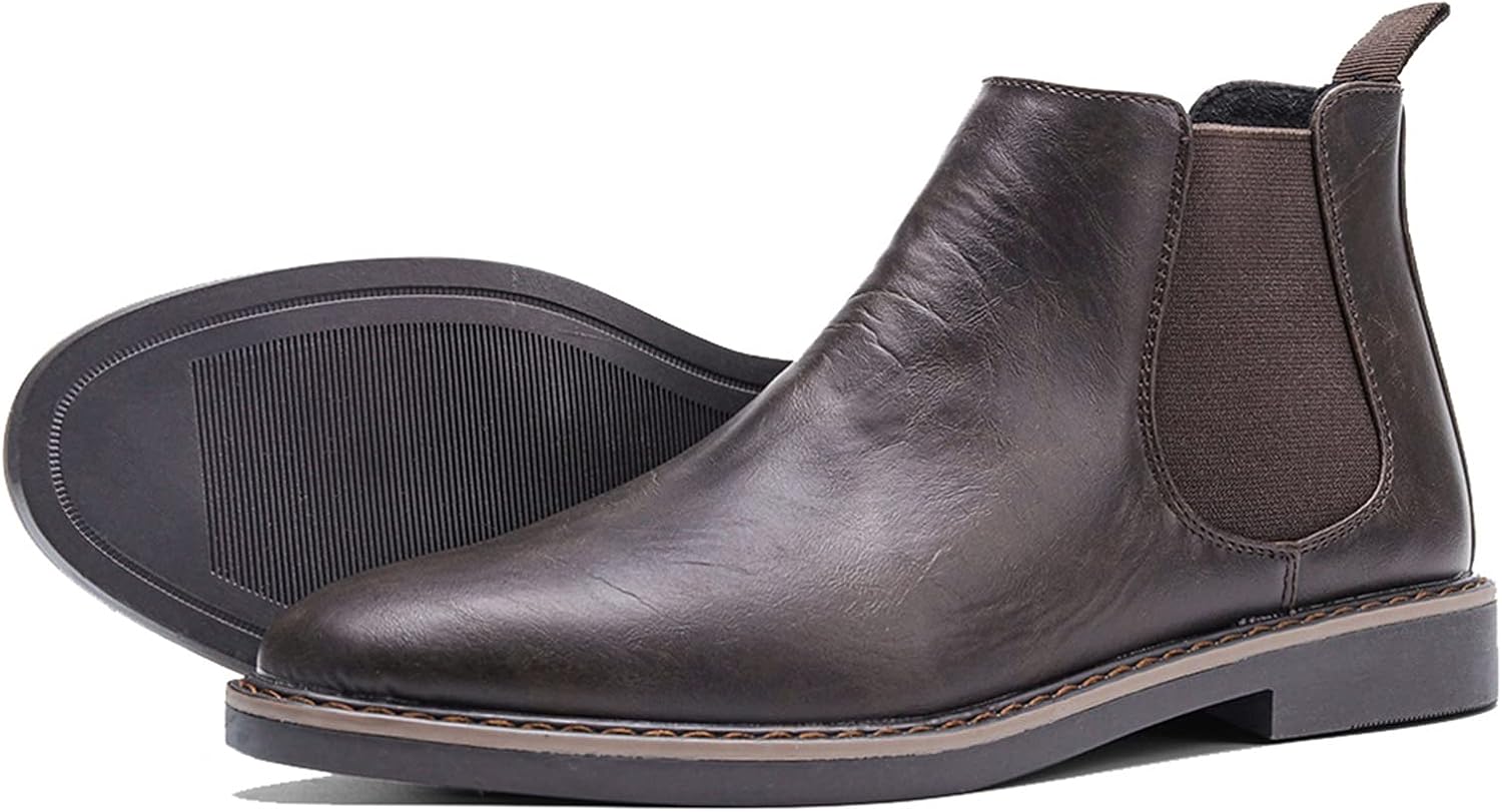 

Высокие туристические ботинки, мужские кожаные ботинки Челси, классическая винтажная обувь до щиколотки, удобная стильная универсальная модель, для дня рождения, Дня отца, Нового года Rishengchang, 43 EUR B B