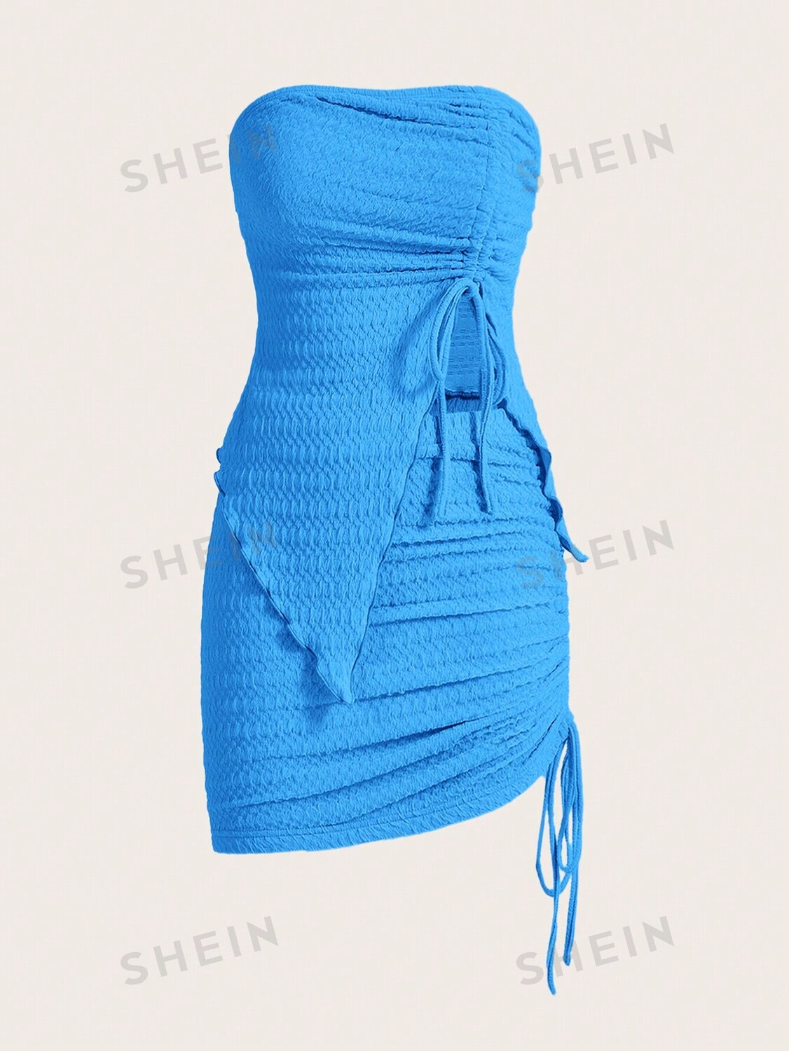 

Топ и облегающая юбка Shein Icon с завязками, синий