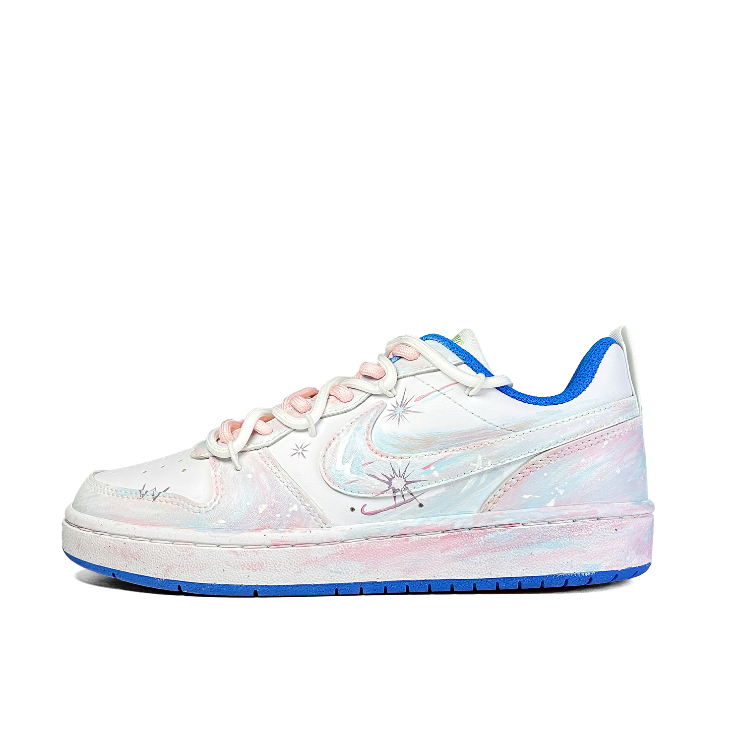 Nike Court Borough Dream Stars нескользящие низкие детские скейтбординговые кроссовки White Blue Pink для подростков — фото 3