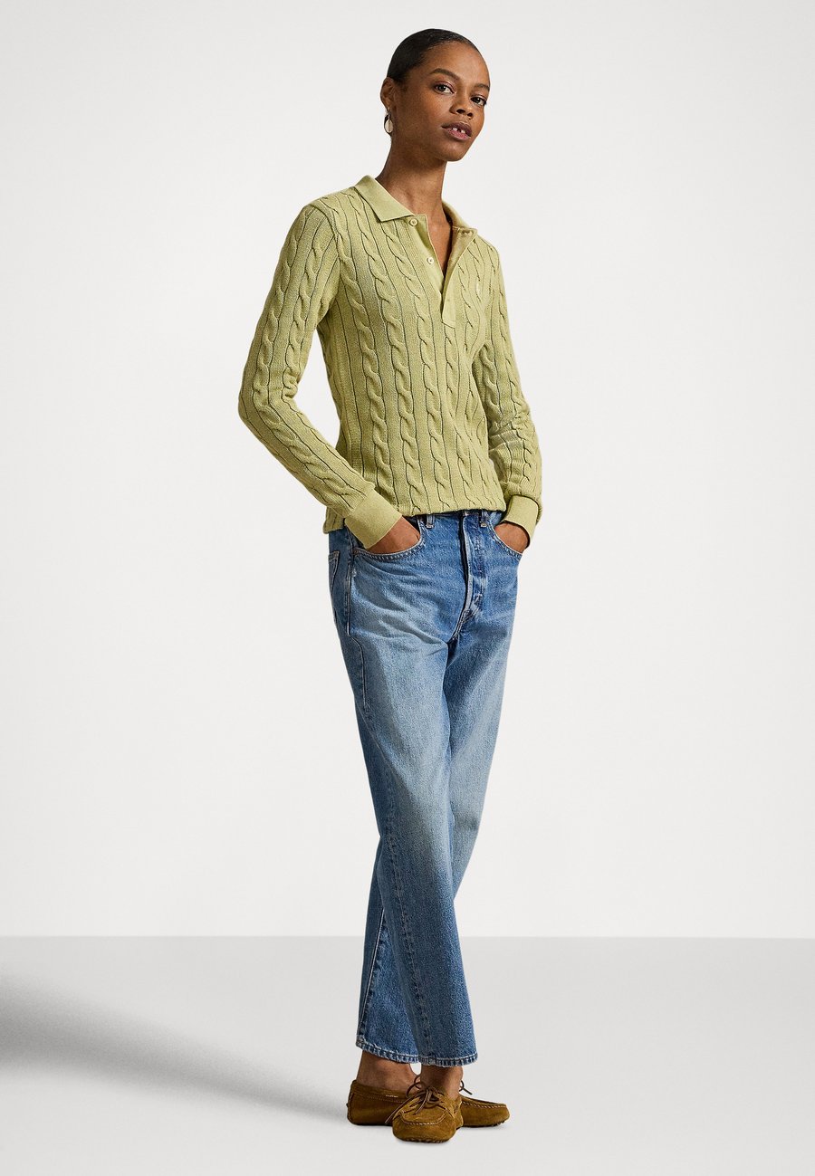 Джемпер Polo Ralph Lauren CABLE-KNIT COTTON LONG-SLEEVE POLO SHIRT, Light Olive/Olive — фото 2