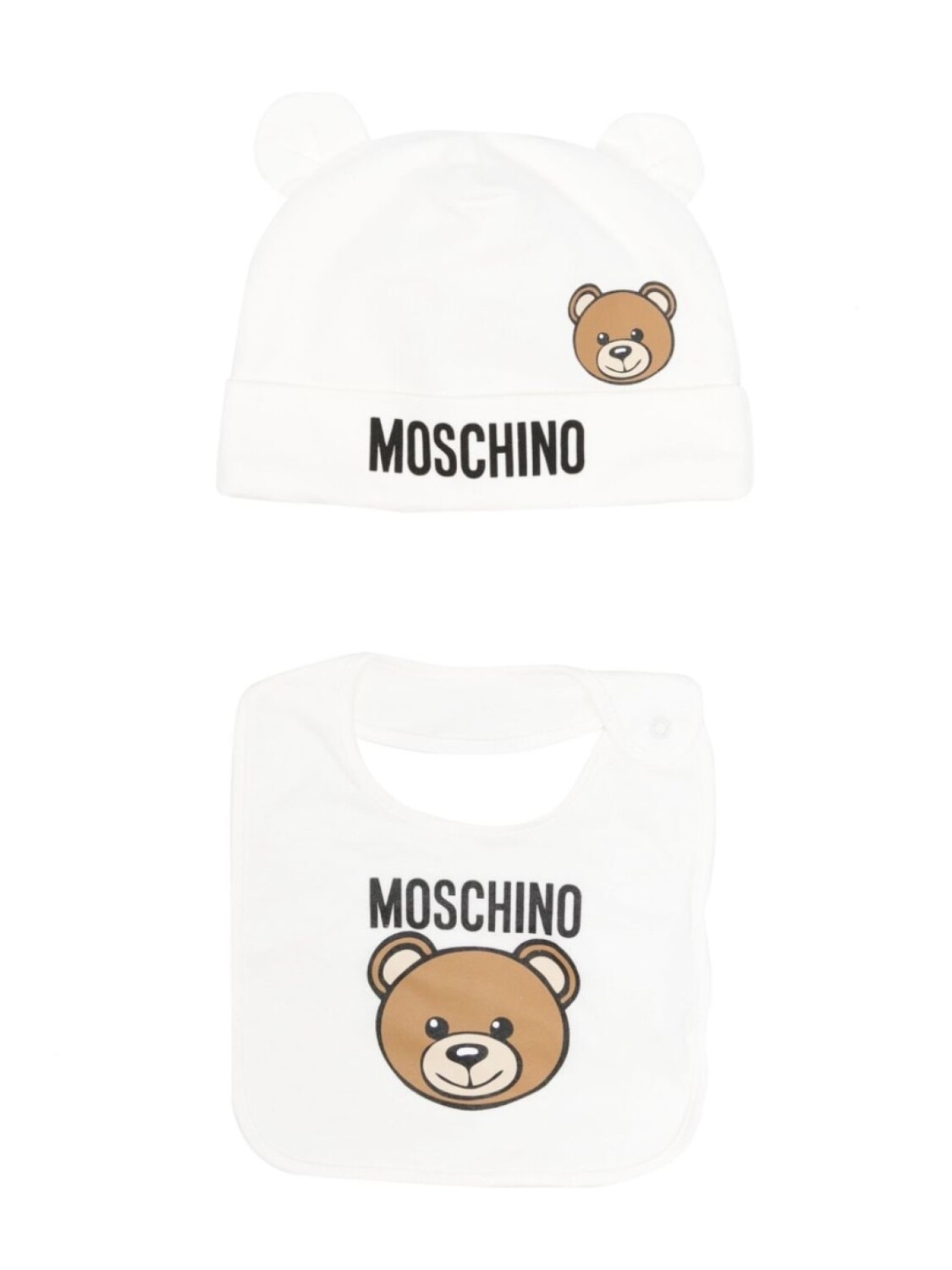 

Moschino Kids комплект Teddy Bear из шапки бини и нагрудника, белый