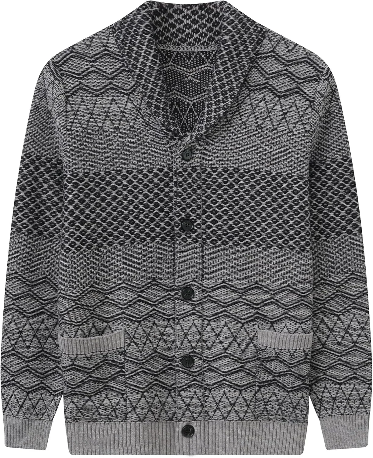 

Мужской кардиган в британском стиле с шальным воротником, черный, из шерстяной смеси с косой вязкой ZHILI