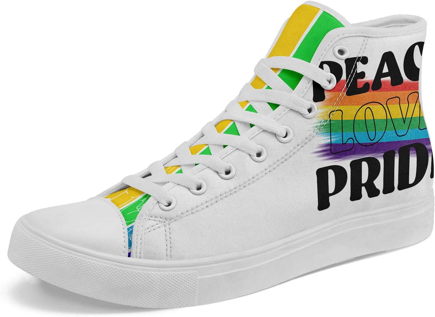 

Высокие кеды Rainbow на шнуровке - стильная обувь для мужчин и женщин, легкая повседневная обувь, подарок во имя равенства Awsole, белый/черный/синий/зеленый/оранжевый