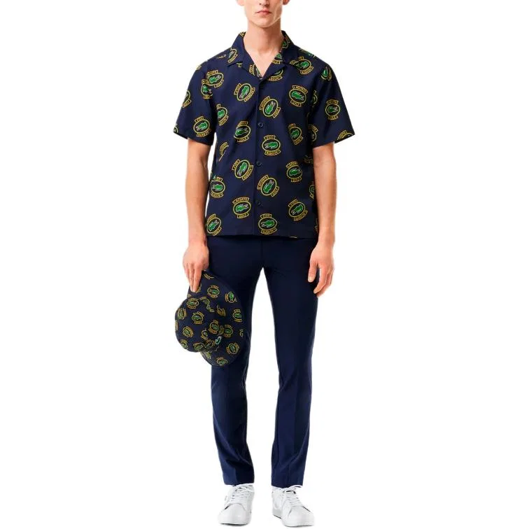 Рубашка с отложным воротником и принтом логотипа LACOSTE, Marine Blue — фото 3