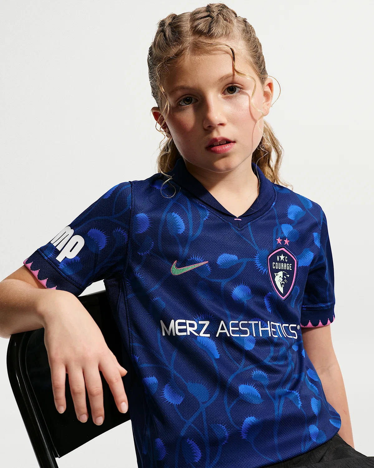 Большие детские Nike Dri-FIT NWSL Replica Jersey North Carolina Courage Stadium Away, Blue Void — фото 3