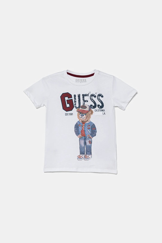 

Детская хлопковая футболка Guess, белый