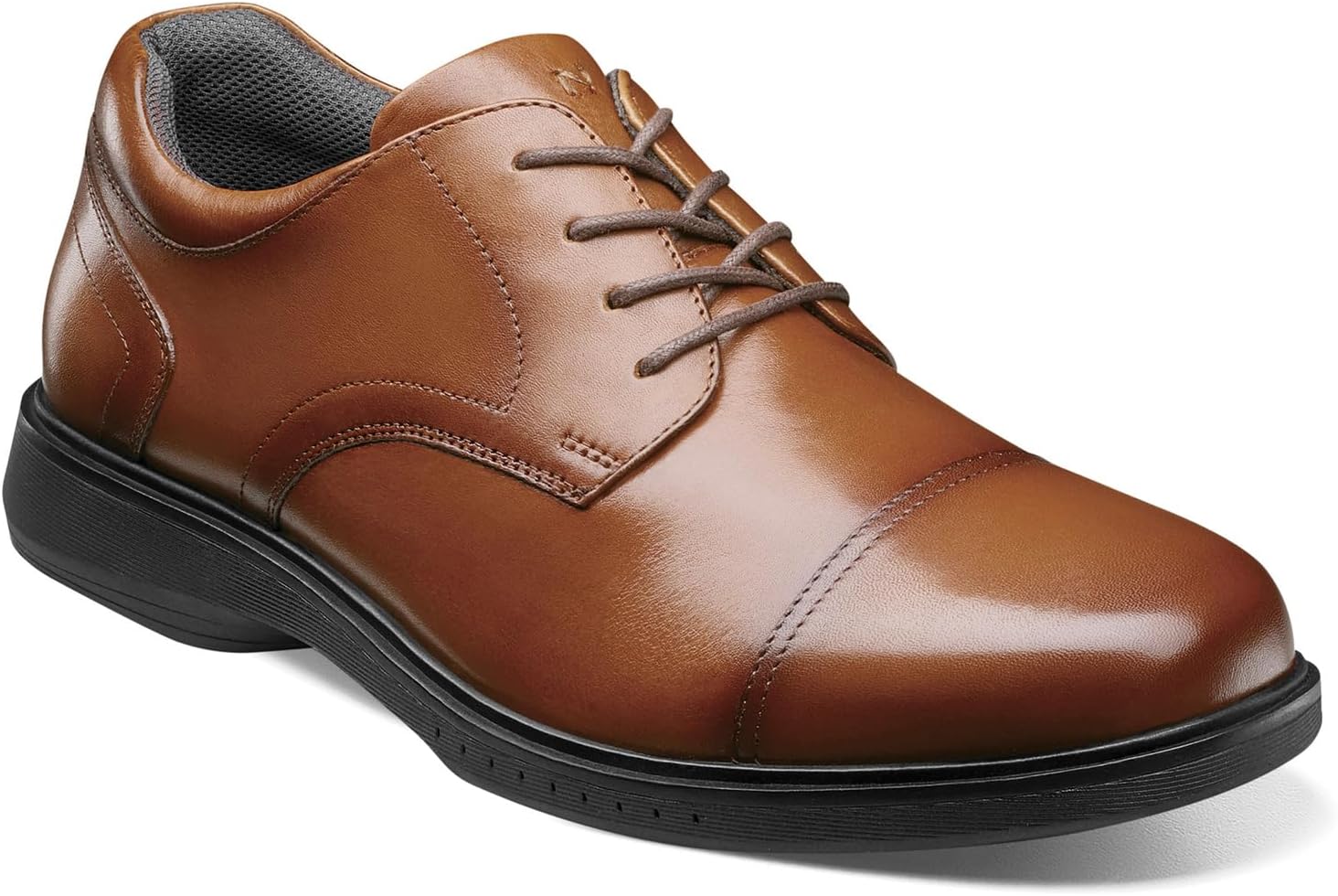 Мужские оксфорды Nunn Bush Pro Cap Toe с технологией комфортной подошвы Kore Slip Resistant, Cognac — фото 2