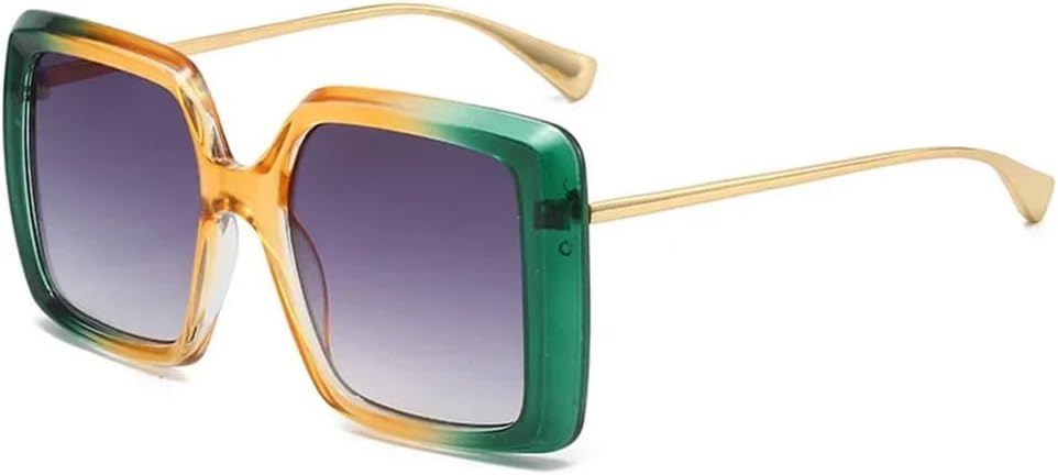 

Большие солнцезащитные очки с двухцветным градиентом (зеленый и желтый) для женщин, с защитой от УФ-излучения UV400, в стиле панк, для мужчин, для занятий спортом на открытом воздухе и путешествий UYPTK, Yellow Green Gray