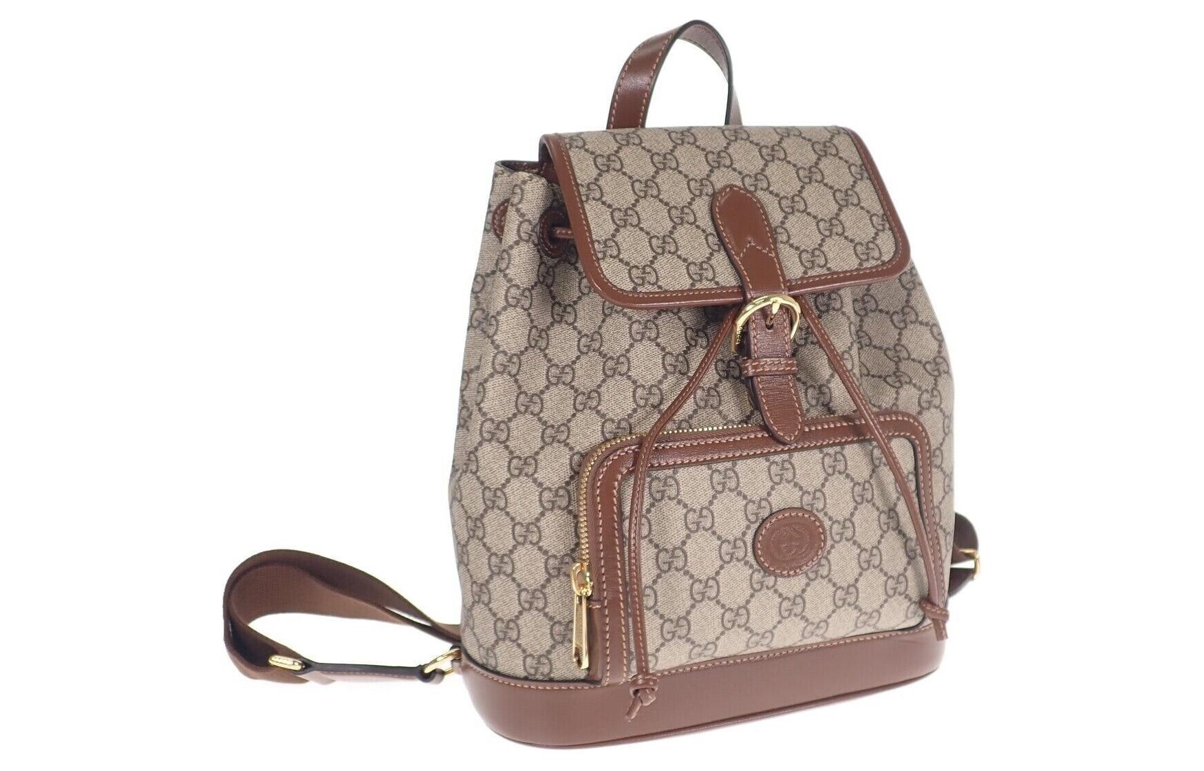 

GG Retro Series Рюкзак из холста с кожаной спинкой Regular Унисекс Эбони/Коричневый GUCCI