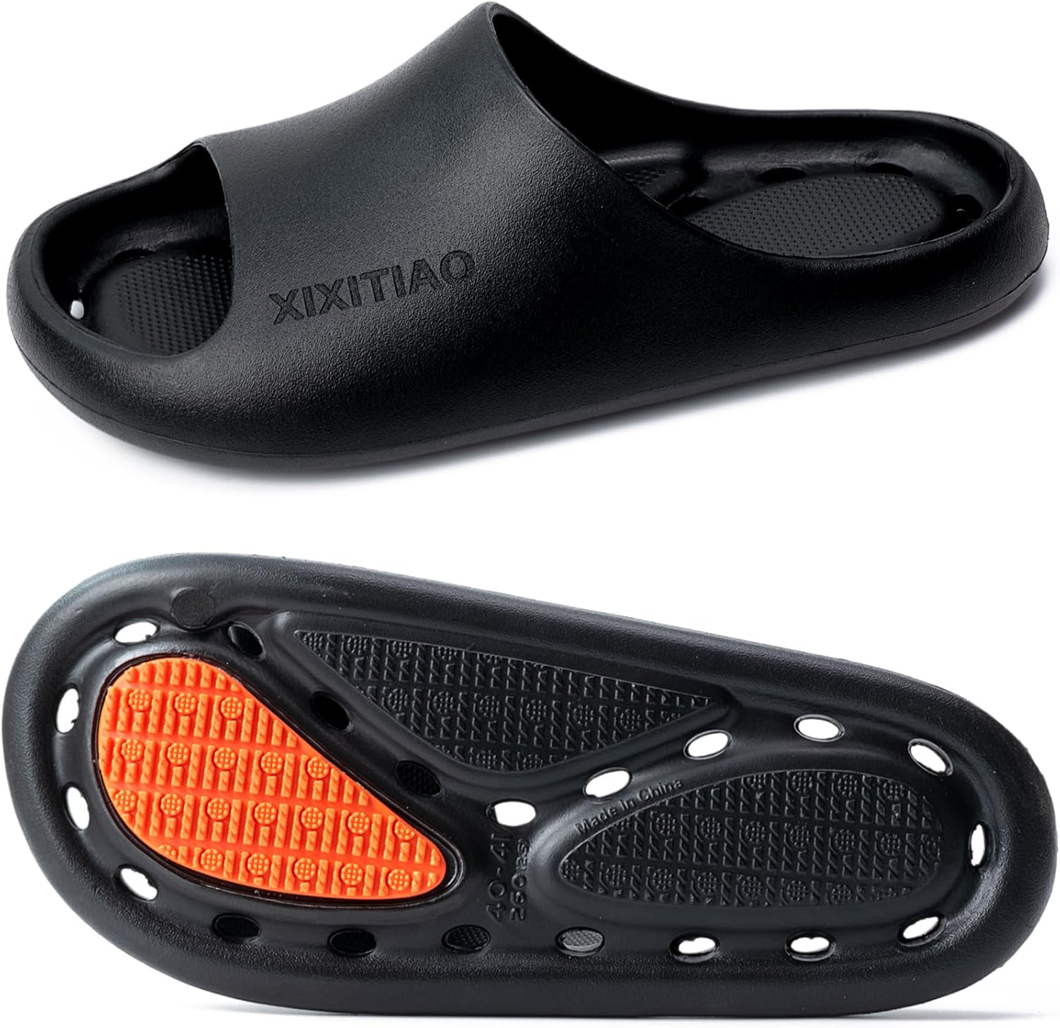 

Душевые шлепанцы XIXITIAO для женщин и мужчин, нескользящие шлепанцы для бассейна, быстро сохнущие душевые тапочки, легкие шлепанцы с отверстиями для слива для общежитий, пляжа, ванной комнаты и спортзала, черный