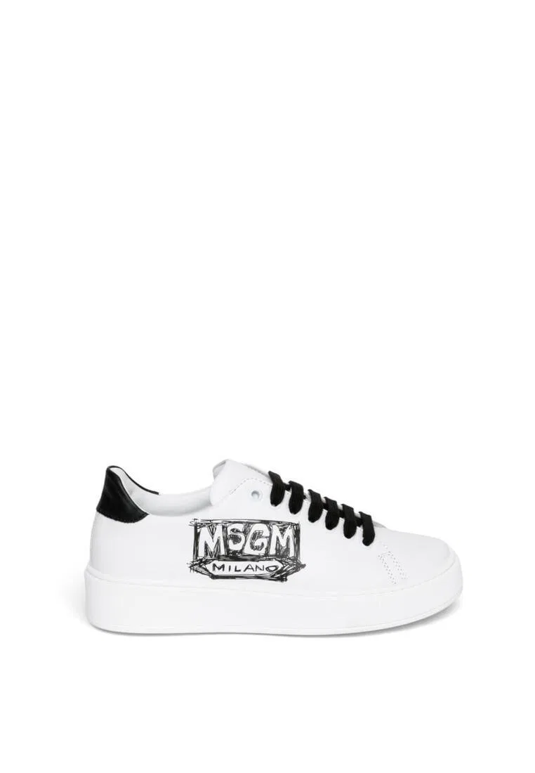 Кроссовки детские кожаные Msgm, белый