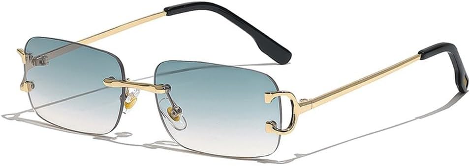 

Прямоугольные солнцезащитные очки для мужчин, без оправы, белые с медными линзами, небольшие квадратные солнцезащитные очки для женщин, очки с градиентными линзами для активного отдыха GHVWYX, C11 Green