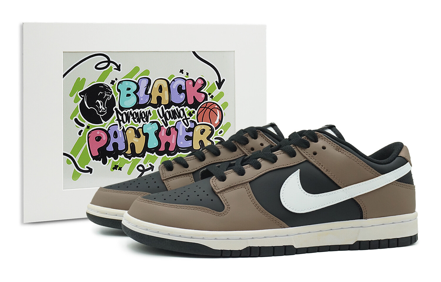 

Кроссовки Nike Dunk Skateboarding Shoes Women's Low-top Brown/black/white, черный