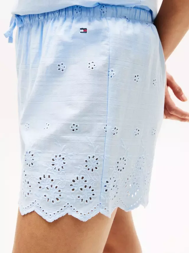 Короткий пижамный комплект Broderie Anglaise с вышивкой, сладкий синий Tommy Hilfiger — фото 4