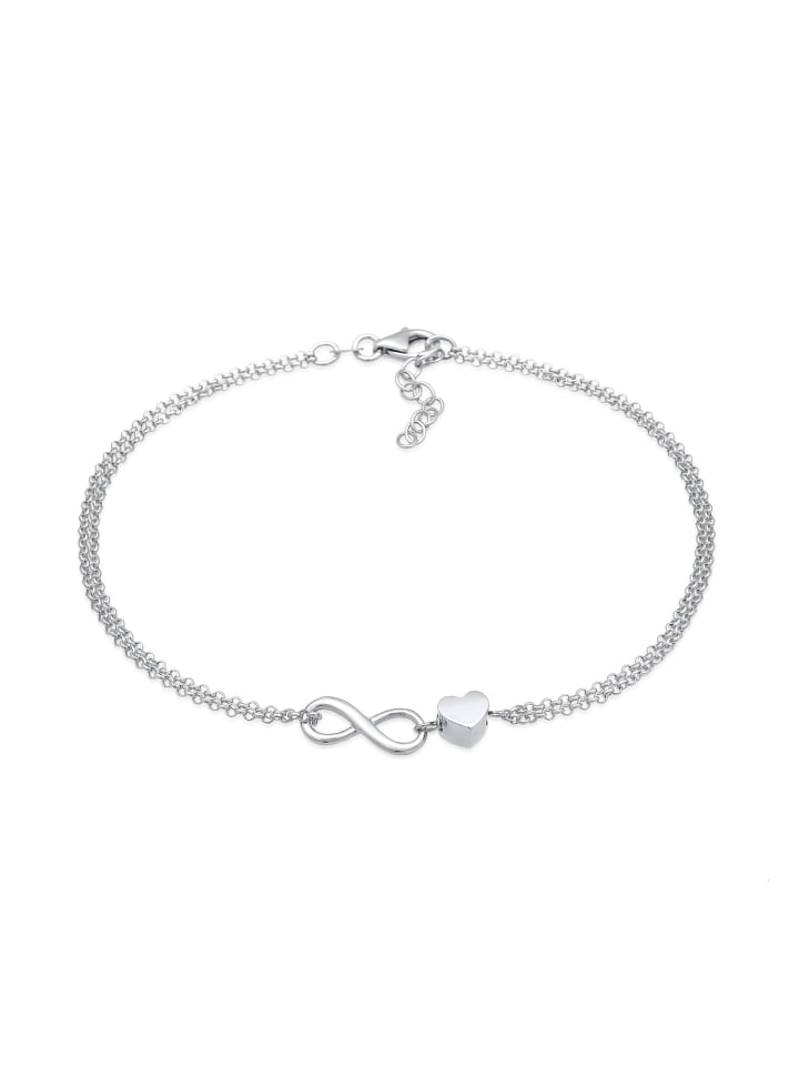 

Elli Браслет Fußschmuck 925 Sterling Silber Herz, Infinity in Silber