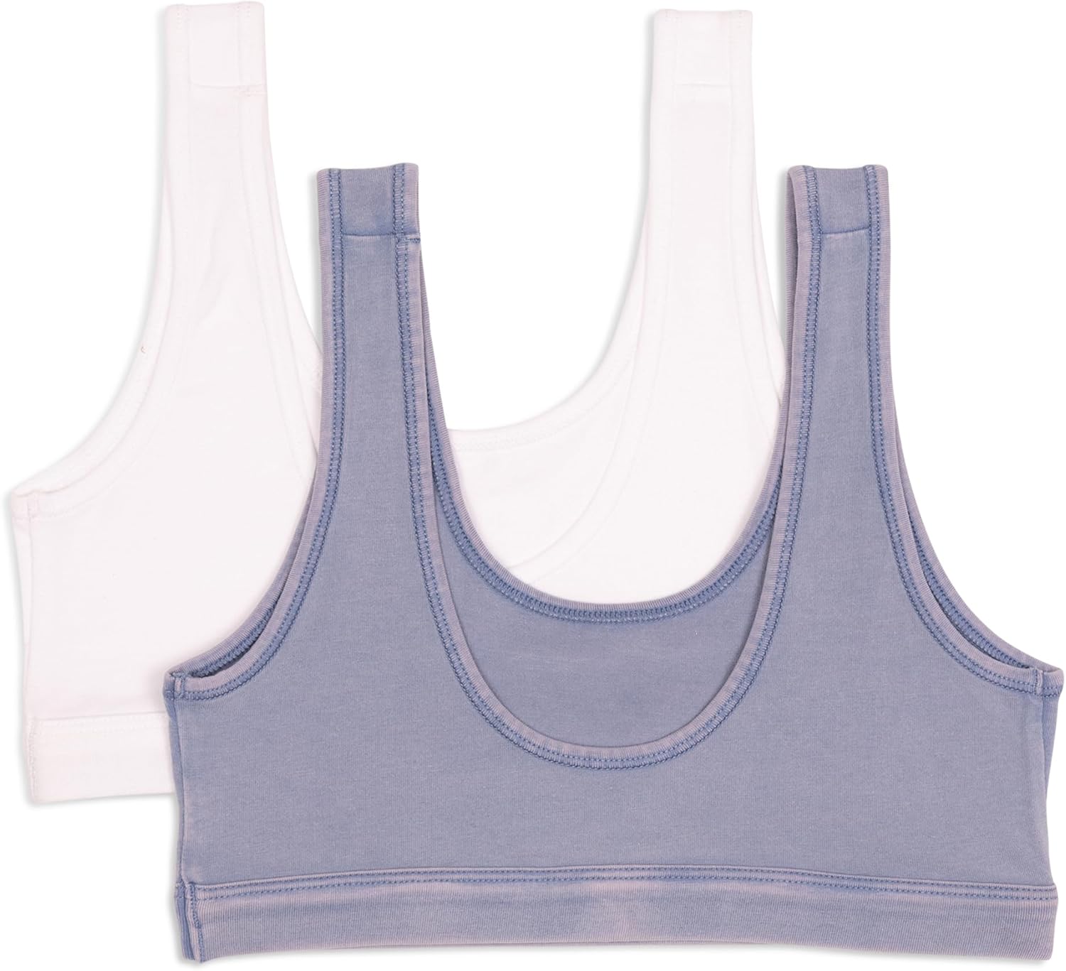 Комплект из 2 бюстгальтеров-бралеттов Calvin Klein Girls из хлопкового денима с потертостями, Country Blue/White — фото 2