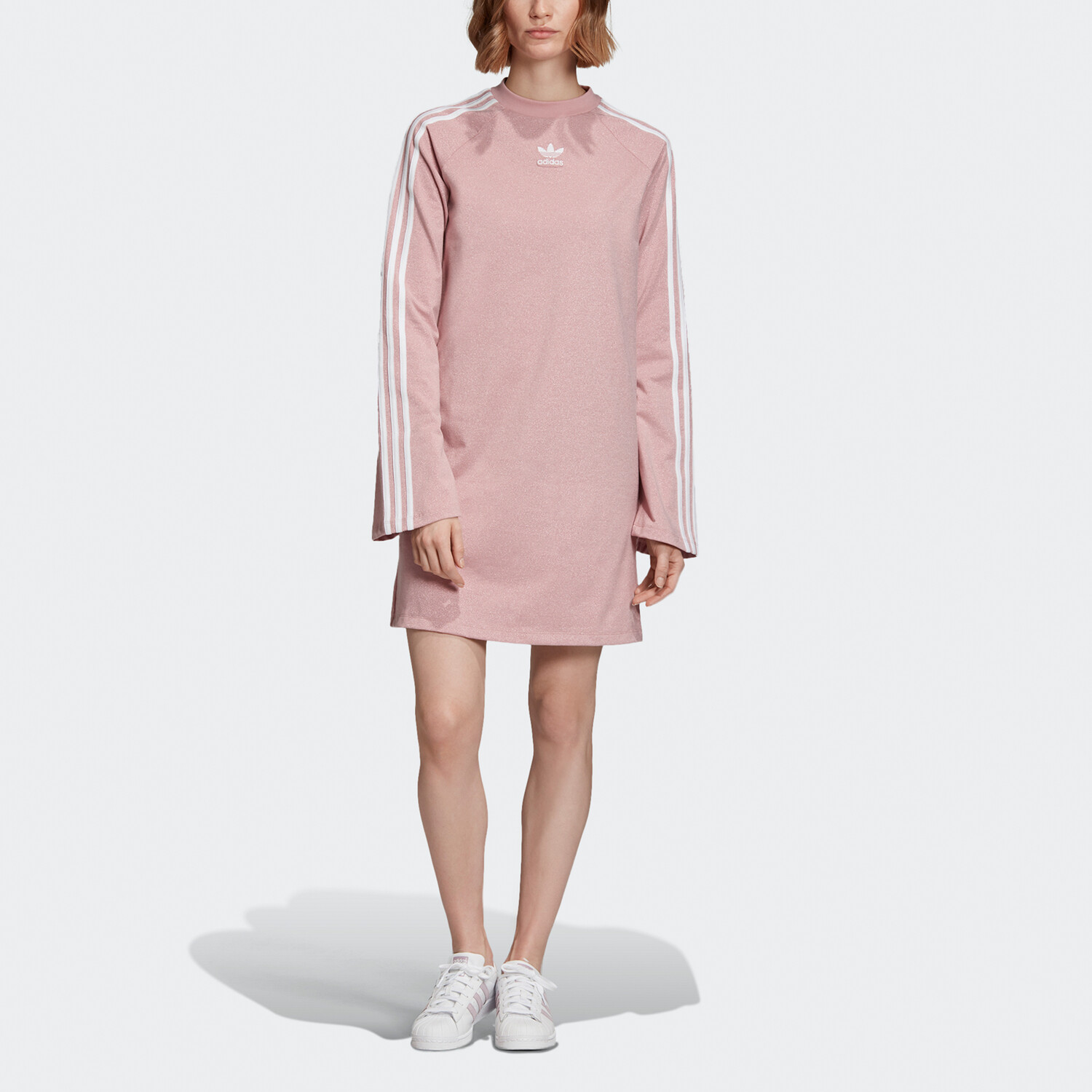 Платье с длинными рукавами женское розовое Adidas Originals — фото 3