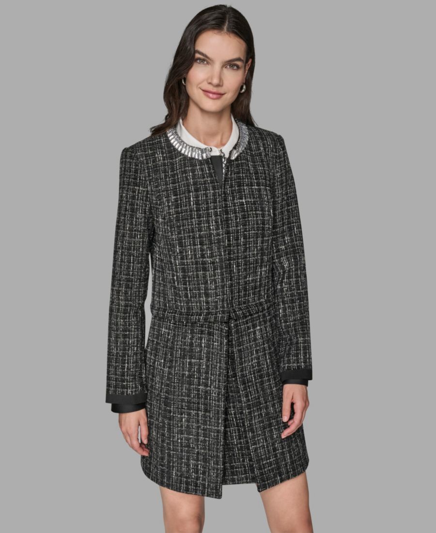 

Женская куртка-трансформер с круглым вырезом и декоративными элементами KARL LAGERFELD PARIS, Black Multi