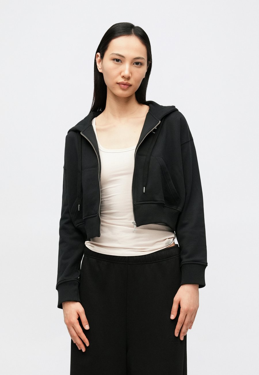 

Толстовка MARINE SERRE MOON LOGO CROPPED ZIPPED HOODIE, Black