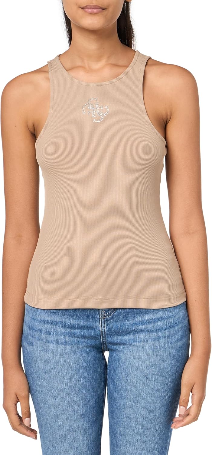 

Женский топ Guess без рукавов с круглым вырезом Guendalina, Wet Sand