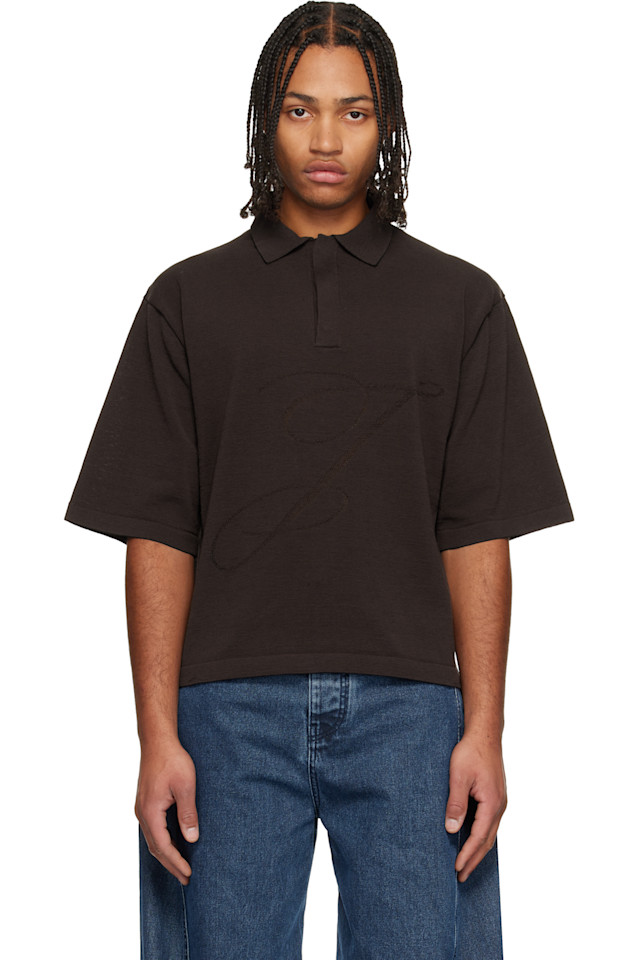 

Jacquemus Коричневое поло 'le polo lino'