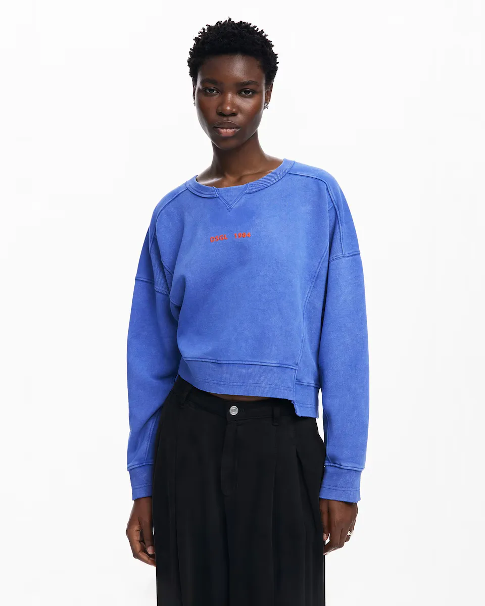 

Женский свитшот с эффектом стирки Desigual, синий