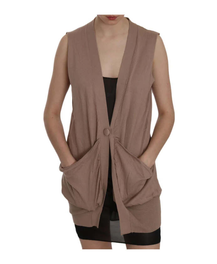 

Стильный хлопковый жилет без рукавов с логотипом. Pink Memories, коричневый