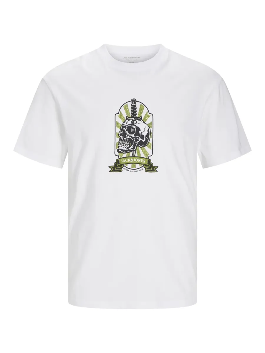 

Рубашка с круглым вырезом Jack & Jones "JORSEVEN SKULL TEE SS CREW NECK SN", белый