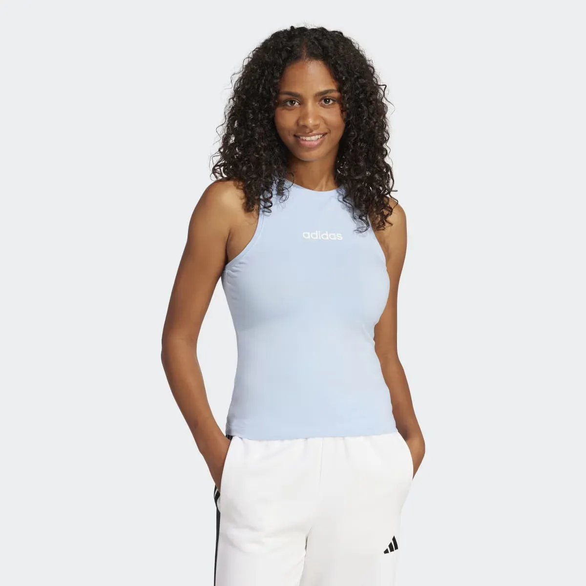 

Футболка без рукавов Adidas Women's Essentials Linear Slim Cotton, синий