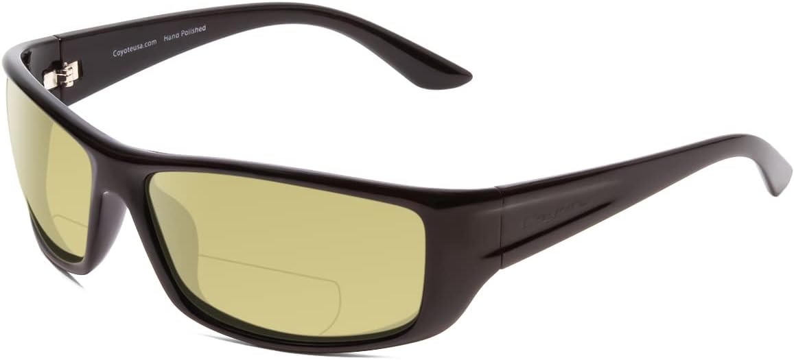 

Солнцезащитные очки Coyote P-59 с поляризацией или бифокальными линзами | Универсальные очки для чтения | Обеспечивают четкость изображения, Gloss Black Frame/Yellow Lens