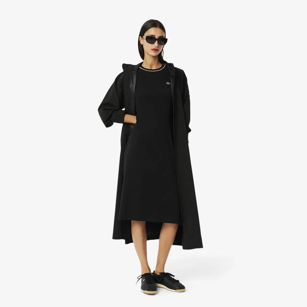 Женское хлопковое платье-футболка Essential Fit & Flare чёрного цвета от Lacoste — фото 4
