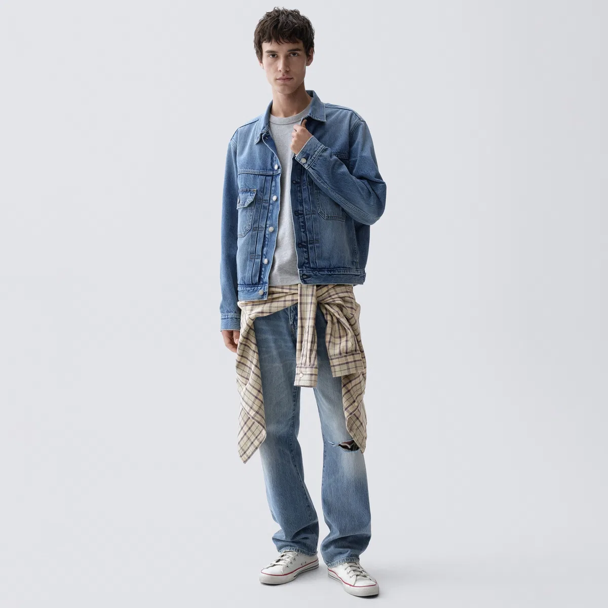 Джинсовая куртка с отложным воротником GAP Medium Washed — фото 3