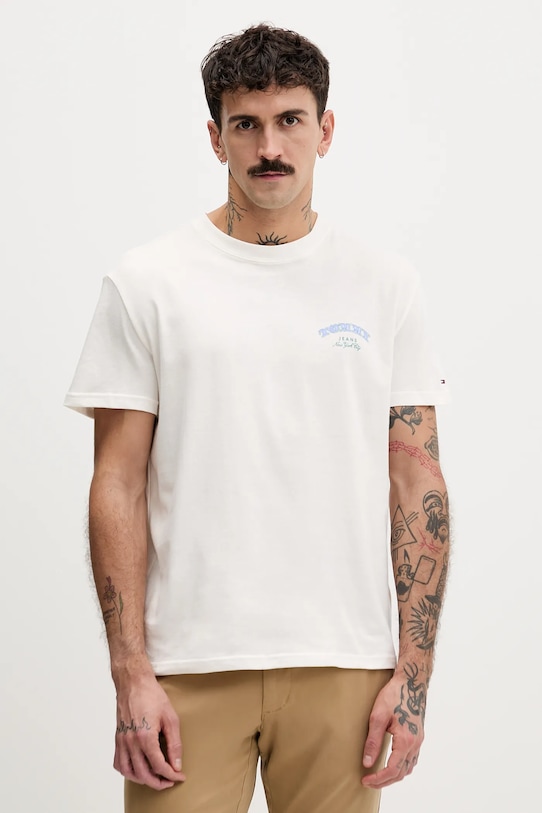 

Хлопковая футболка Tommy Jeans, бежевый