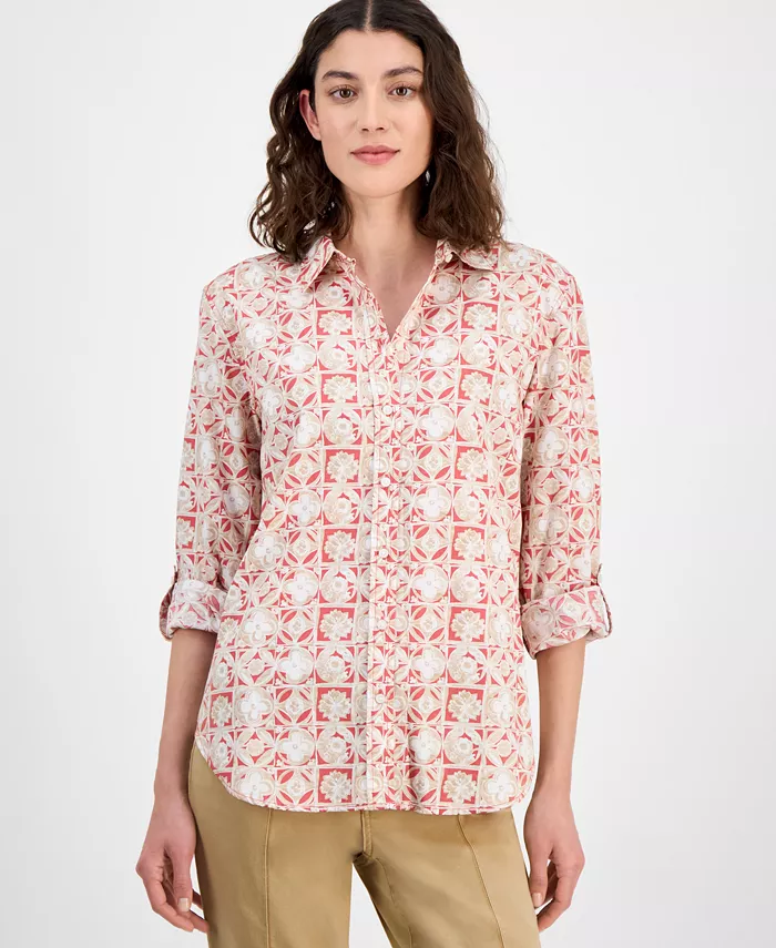 

Женская рубашка с застежкой на пуговицы спереди и отворотом Nautica Jeans, красный