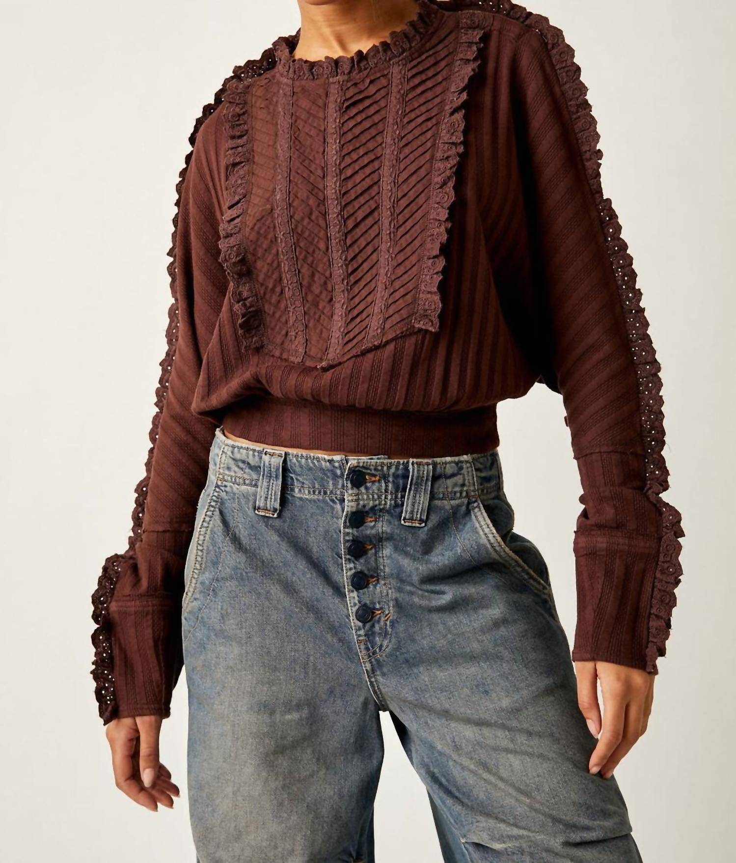

Больше романтики Топ в цвете мокко Free People, цвет mocha