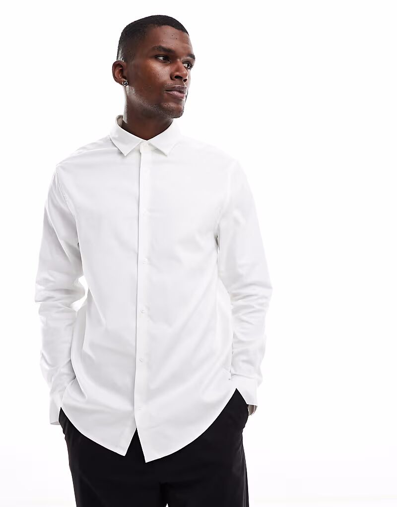 

ASOS DESIGN формальная рубашка из твила, легко гладится, белого цвета