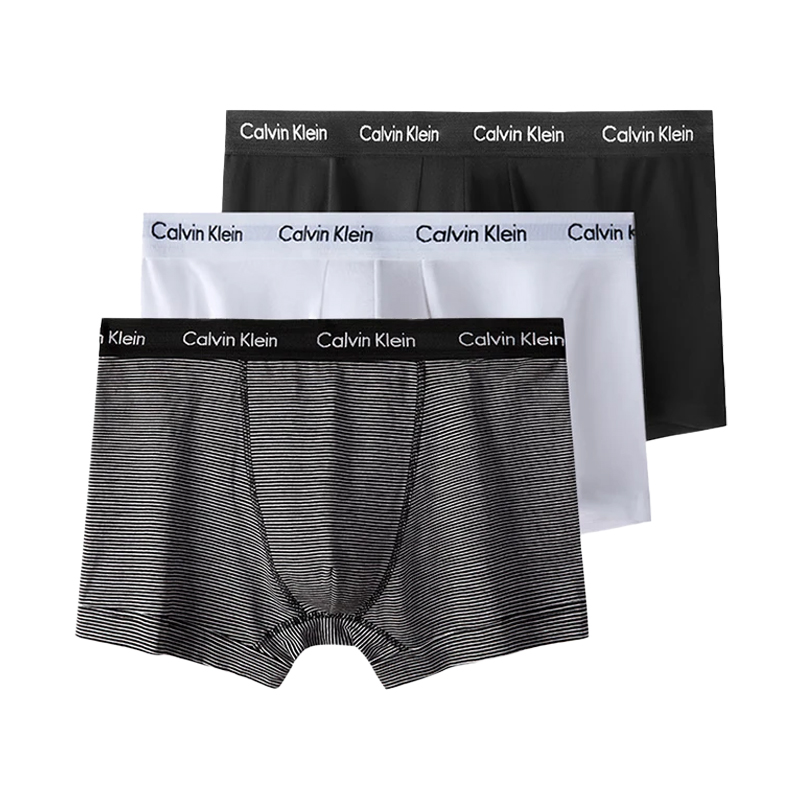 Трусы 3 шт Low Rise Trunks Calvin Klein, I03 красный белый синий — фото 4