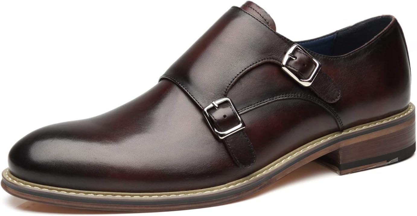 

Мужские слипоны La Milano с двойной пряжкой Monk Strap, с закрытым носком, из кожи, оксфорды, формальные, деловые, повседневные, удобные туфли для мужчин, темно-коричневый