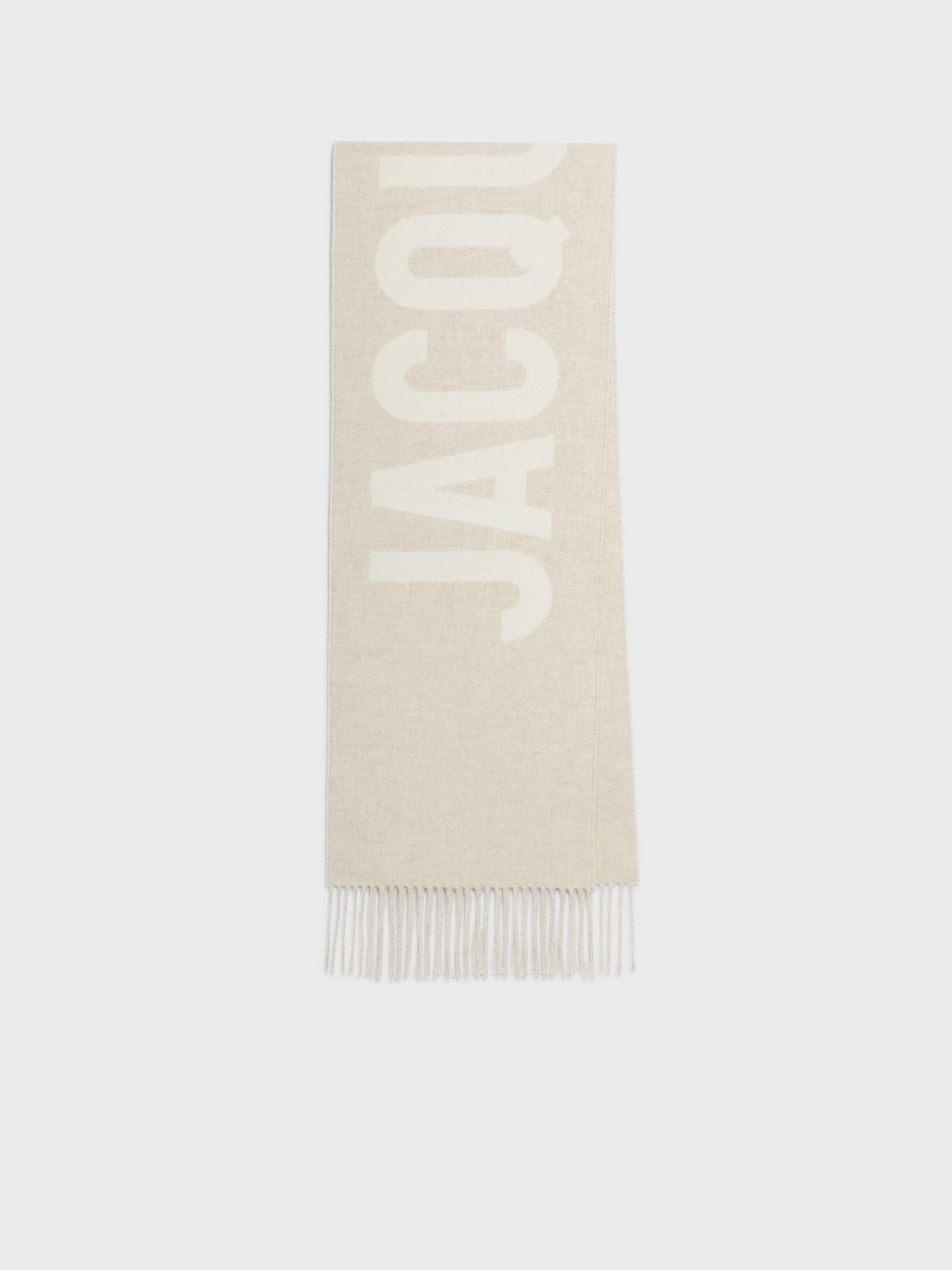

Шарф с бахромой и логотипом JACQUEMUS The Jacquemus scarf, цвет Multi-Beige