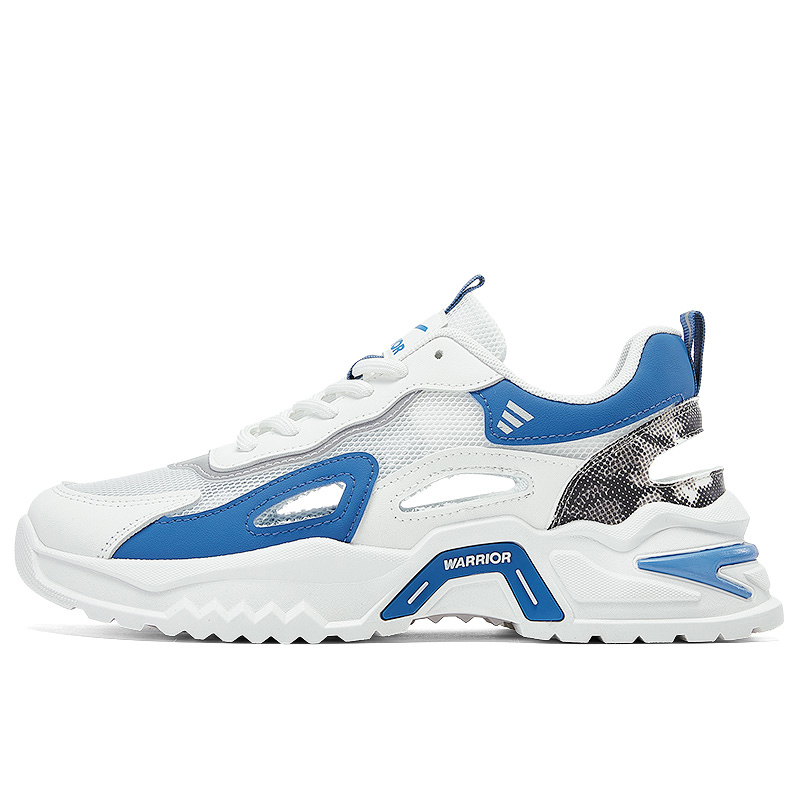 

WARRIOR Амортизирующие износостойкие низкие кеды мужские бело-голубые, цвет White Blue